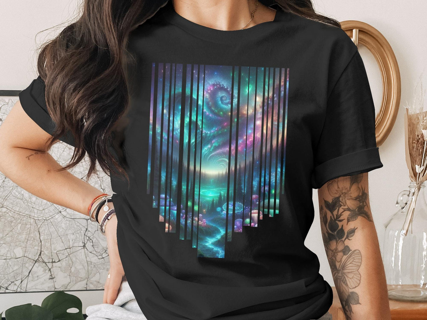 Galaxy Forest T-Shirt: Celestial Psychedelic Art, Cosmic Apparel