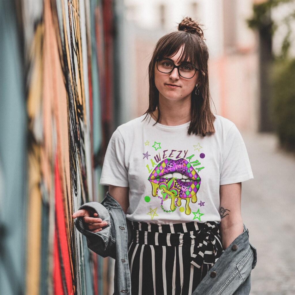 Mardi Gras Party Parade Cotton Tshirt Lips