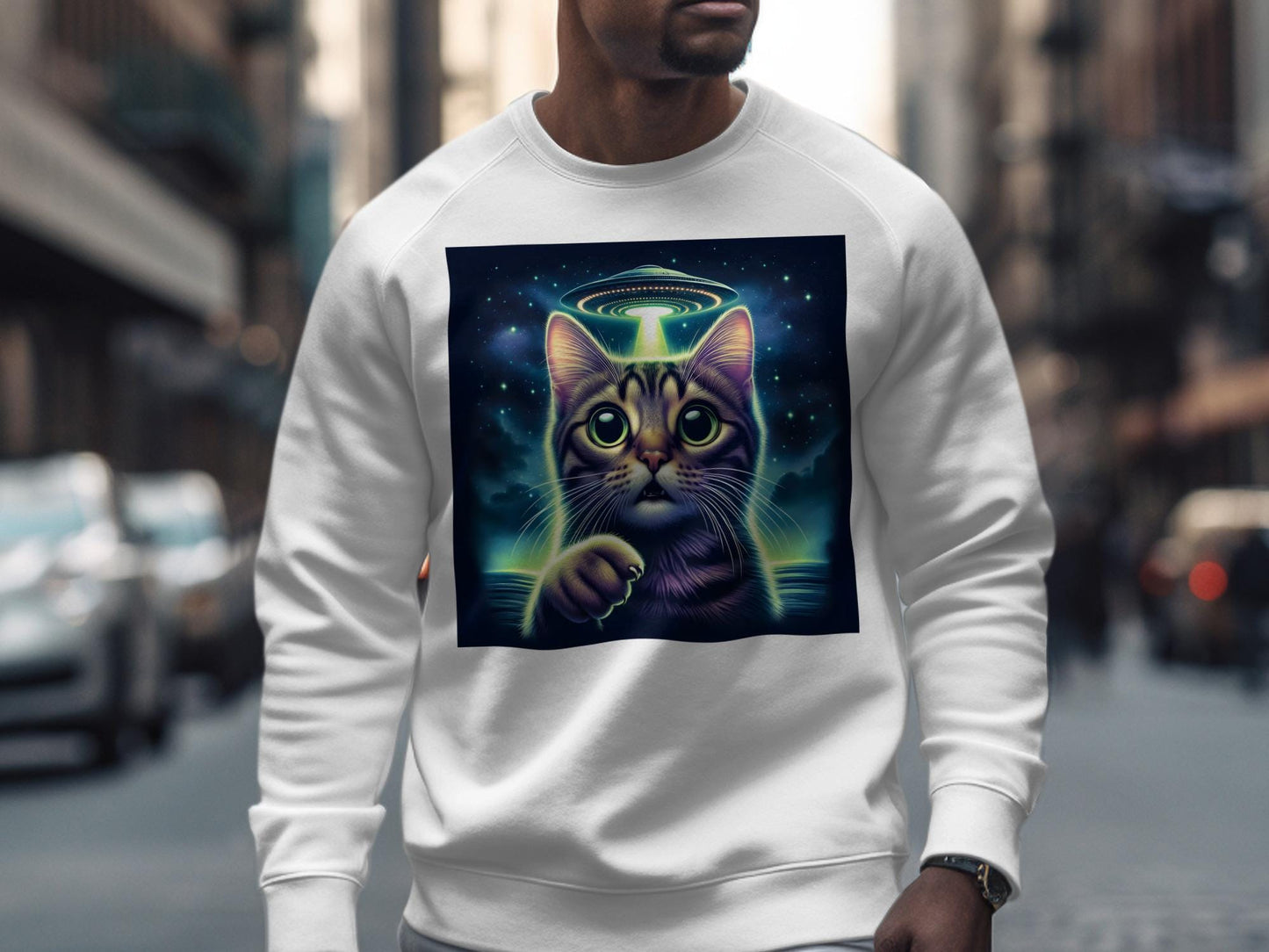 Alien Abduction Tabby Cat T-Shirt: Funny UFO Graphic Tee