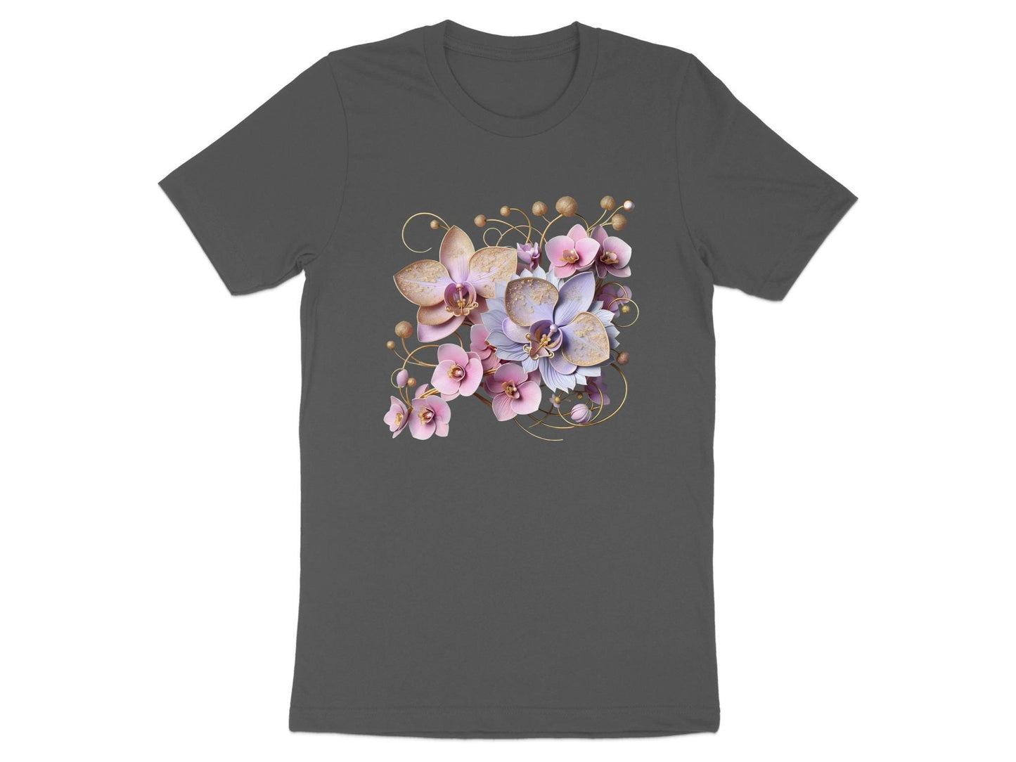 Elegant Orchid T-Shirt: Botanical Floral Design, Soft Girl Tee