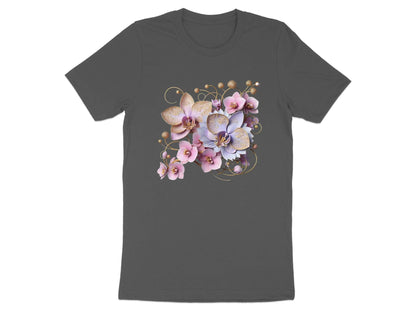 Elegant Orchid T-Shirt: Botanical Floral Design, Soft Girl Tee