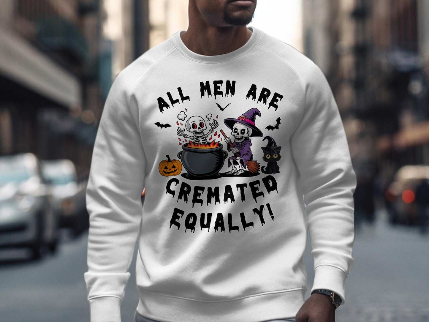 All Men Are Cremated Equally T-Shirt: Funny Goth Halloween Skeleton Tee