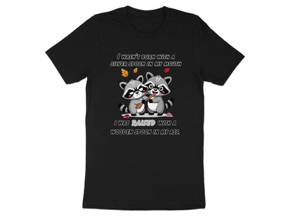 Funny Raccoon T-Shirt: Sarcastic Wooden Spoon Humor, Kawaii Graphic Tee